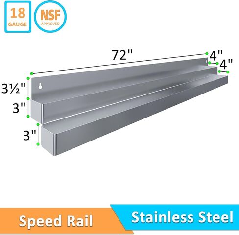 72" Bottle Rack for Bars, Restaurants & Foodservice | Extra-Wide Dual-Line Underbar Organizer - Speed Rails Made up of Stainless Steel (72 Double Rail) in Kuwait