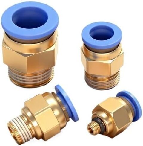 2Pcs Copper Air Pipe Hose Pneumatic Quick Connector Pc8-02 Straight-Through Connector Quick Plug Connector Pneumatic Components 6/10/12(Pc6-04(blue)) in Saudi Arabia