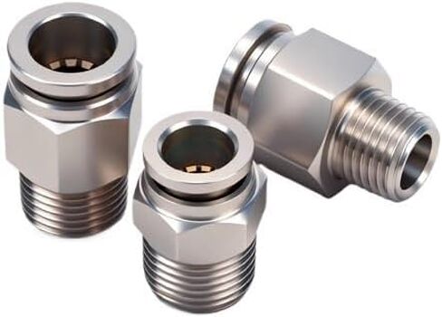 3 قطع 304 من الفولاذ المقاوم للصدأ موصل سريع هوائي Pc8-02 ملولب مستقيم من خلال Pc4-M5 أنابيب هواء موصل توصيل سريع 6-01(Stainlesssteelpc16-02) in Kuwait