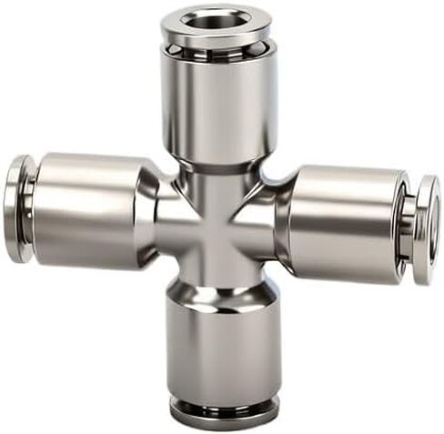 2 قطعة موصل هوائي سريع مطلي بالنيكل والنحاس بالكامل، موصل أنبوب إدخال سريع PZA6/8/10/12 رباعي الاتجاهات لدرجة الحرارة العالية والضغط العالي مقاوم للتآكل (التويست السريعPZA6) in Kuwait