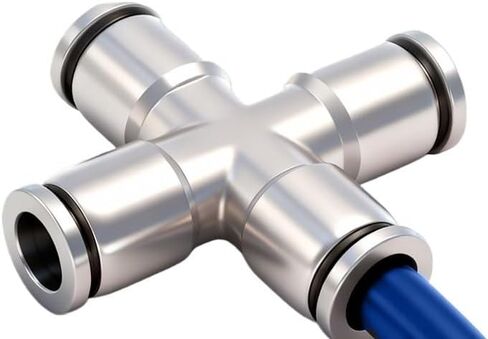 2Pcs Full Copper Nickel Plated Pneumatic Quick Connector Quick Insert Tube Connector PZA6/8/10/12 Four-way High Temperature And High Pressure Corrosion-resistant(Quick twistPZA6) in Saudi Arabia