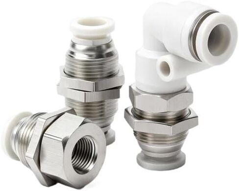 1 قطعة هوائي أبيض PM4/10/12 موصل قابس سريع PMF8-02 قسم مستقيم من خلال كوع السلك الداخلي (PM6 (أبيض)) in Kuwait