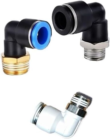 1 قطعة موصل سريع هوائي Pl8-02 موصل سريع 1/4 Pl4-M5 أنبوب مضخة الهواء Pl10-03 الكوع الملولب (Pl16-03 (أسود)) in Kuwait