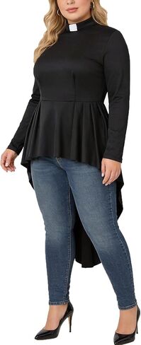 Women's Elegant Clergy Shirt Long Sleeve Asymmetrical Ministers Blouse Casual Tops in Kuwait