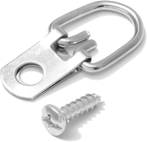 D-Ring Picture Hangers with Screws – 100 Pack One Hole Narrow Strap Hangers for Picture Frames, Photos, Wall Decor, and Paintings – 10 lb Capacity in Kuwait