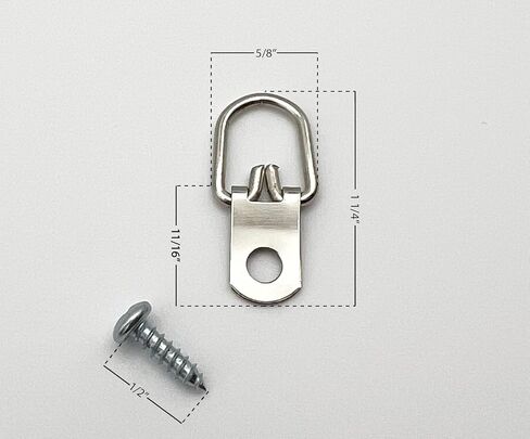 D-Ring Picture Hangers with Screws – 100 Pack One Hole Narrow Strap Hangers for Picture Frames, Photos, Wall Decor, and Paintings – 10 lb Capacity in Kuwait