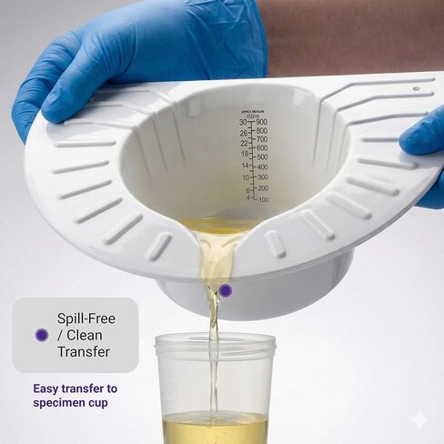 Urine Collection Hats for Toilet – Durable Laboratory-Grade Specimen Stool Collector Pans, 6 Pack 30oz/900mL Graduated Urine Catchers, Universal Fit for Men & Women (6) in Kuwait