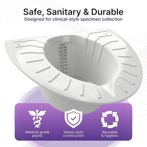 Urine Collection Hats for Toilet – Durable Laboratory-Grade Specimen Stool Collector Pans, 6 Pack 30oz/900mL Graduated Urine Catchers, Universal Fit for Men & Women (6) in Kuwait