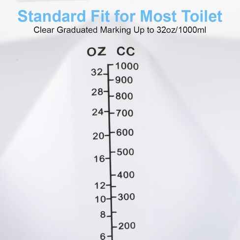 6 قطع من قبعات البول المتدرجة لجامع العينات للمراحيض، تناسب المراحيض والكومودات، 32oz/1000cc، مجموعة عينات البراز القيء، قابلة لإعادة الاستخدام in Kuwait