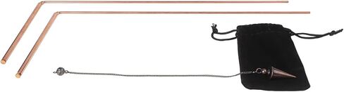 99.9% Copper Dowsing Rod Set — Telescopic Divination & Psychic Pendulum Kit for Water Finding, Mineral Detection, and Energy Therapy (2-Rod + 1-Pendulum) in Saudi Arabia