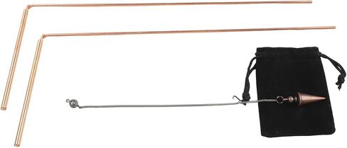 99.9% Copper Dowsing Rod Set — Telescopic Divination & Psychic Pendulum Kit for Water Finding, Mineral Detection, and Energy Therapy (2-Rod + 1-Pendulum) in Saudi Arabia