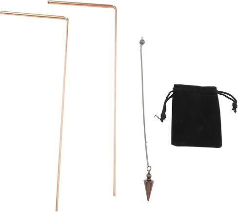 99.9% Copper Dowsing Rod Set — Telescopic Divination & Psychic Pendulum Kit for Water Finding, Mineral Detection, and Energy Therapy (2-Rod + 1-Pendulum) in Saudi Arabia
