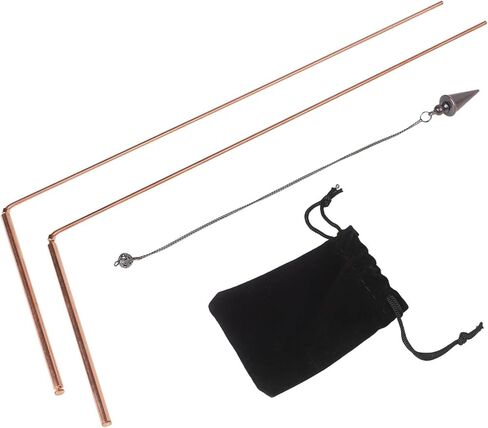 99.9% Copper Dowsing Rod Set — Telescopic Divination & Psychic Pendulum Kit for Water Finding, Mineral Detection, and Energy Therapy (2-Rod + 1-Pendulum) in Saudi Arabia