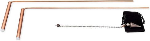 99.9% Copper Dowsing Rod Set — Telescopic Divination & Psychic Pendulum Kit for Water Finding, Mineral Detection, and Energy Therapy (2-Rod + 1-Pendulum) in Saudi Arabia