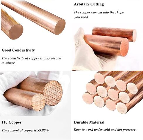 Solid Pure Copper Metal Rod for DIY Crafts Mechanical Maintenance Electronic Equipment Length 200mm,22mm×200mm in Saudi Arabia