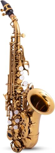 ساكسفون سوبرانو كلاسيكي منحني من BetterSax - تصميم احترافي - طلاء الكونياك الداكن، نقش يدوي، سوبرانو سهل اللعب للمبتدئين والمحترفين - يتضمن قطعة فم بلمسة نهائية يدوية، وحقيبة ومجموعة ملحقات كاملة in Kuwait