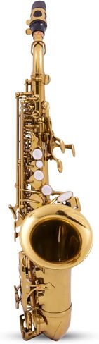 ساكسفون سوبرانو كلاسيكي منحني من BetterSax - تصميم احترافي - طلاء الكونياك الداكن، نقش يدوي، سوبرانو سهل اللعب للمبتدئين والمحترفين - يتضمن قطعة فم بلمسة نهائية يدوية، وحقيبة ومجموعة ملحقات كاملة in Kuwait