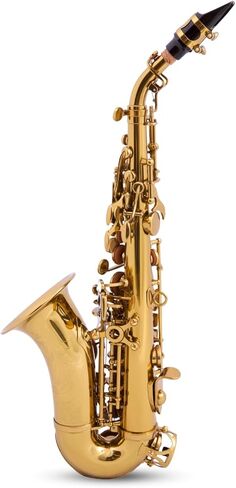 ساكسفون سوبرانو كلاسيكي منحني من BetterSax - تصميم احترافي - طلاء الكونياك الداكن، نقش يدوي، سوبرانو سهل اللعب للمبتدئين والمحترفين - يتضمن قطعة فم بلمسة نهائية يدوية، وحقيبة ومجموعة ملحقات كاملة in Kuwait