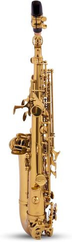 ساكسفون سوبرانو كلاسيكي منحني من BetterSax - تصميم احترافي - طلاء الكونياك الداكن، نقش يدوي، سوبرانو سهل اللعب للمبتدئين والمحترفين - يتضمن قطعة فم بلمسة نهائية يدوية، وحقيبة ومجموعة ملحقات كاملة in Kuwait