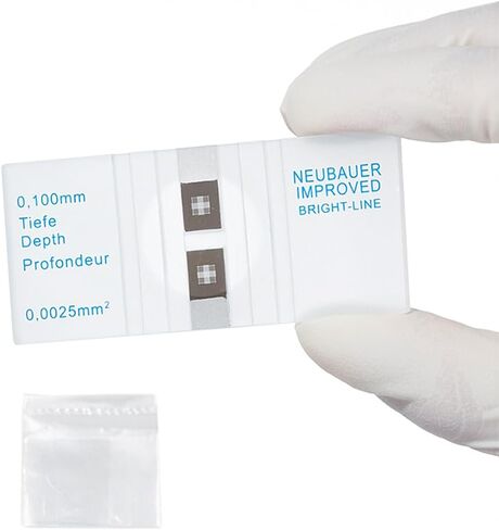 Blood Cell Counting Chamber Chrome,Improved Neubauer Hemocytometer with Bright Line & 2 Pcs Coverslips,Microscope Grid Counting Chambers Glass,Labs Disposable Teaching (Size:75x50mm,Color:Transparent) in Saudi Arabia