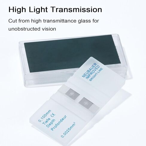 Blood Cell Counting Chamber Chrome,Improved Neubauer Hemocytometer with Bright Line & 2 Pcs Coverslips,Microscope Grid Counting Chambers Glass,Labs Disposable Teaching (Size:75x50mm,Color:Transparent) in Saudi Arabia