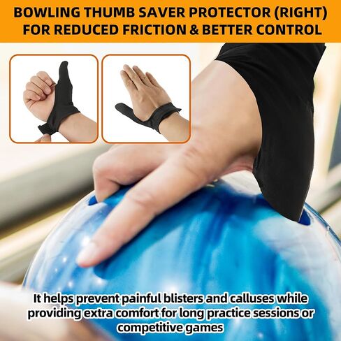 TonGass Bowling Basic Protective Kit with 120 PCS Thumbs Tapes, Right Hand Thumb Saver Protector and Pair of Bowling Shoe Sliders, Bowlings Accessories for Practice and League Play in Saudi Arabia