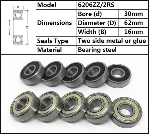 1pcs 6206ZZ 6206-2RS Ball Bearing 30x60x16mm Deep Groove Ball Bearing 6206Z 6206RS in Saudi Arabia