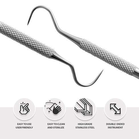 Surgical Online Double-Ended Dental Explorer - Shepherd’s Hook & Moon Tip - Stainless Steel Caries Detection Probe - Dental Exam Instrument in Saudi Arabia