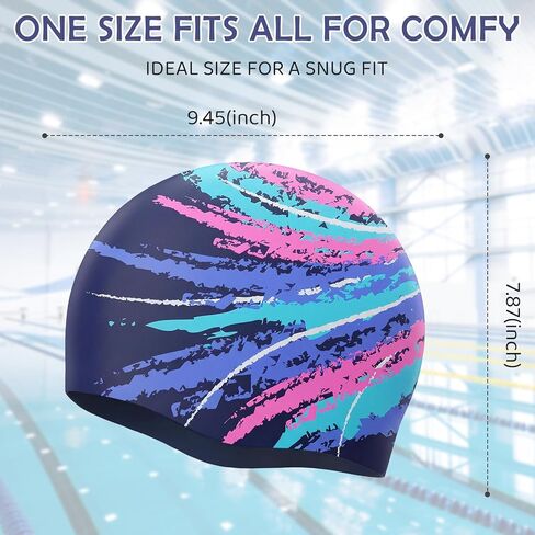 Swim Cap for Women Adult, Silicone Swimming Cap for Long Hair, Waterproof Swim Hats to Keep Hair Dry in Saudi Arabia