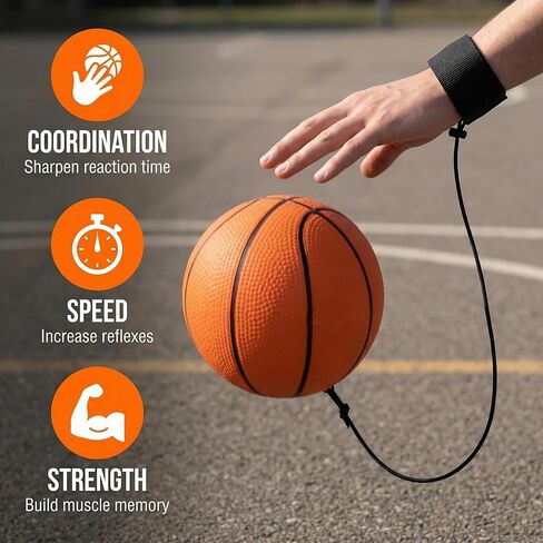 كرة السلة معصم العودة، كرة مطاطية للتدريب الرياضي على سلسلة مرنة، 2.36 بوصة، للتمرين والتدريب in Kuwait