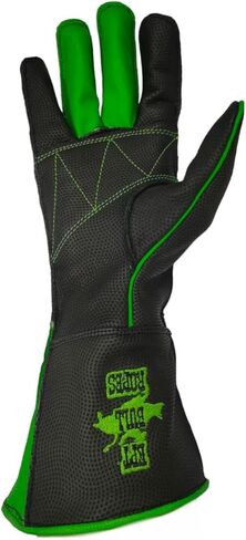 EPT Bull Ropes Bull Riding Glove Outer Seam Adult & Youth Right or Left Hand Black & Green Textured Leather Sizes: 5.0-10.5 in Saudi Arabia