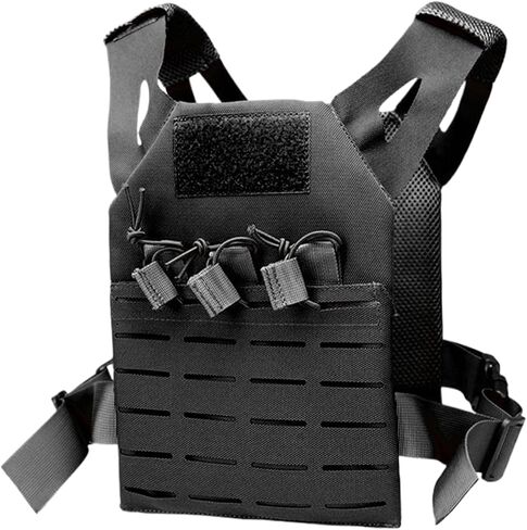 Kids Vest, Waterproof & Wear-Resistant Nylon Vest with Adjustable Belt One Size Airsoft Kids Costume with Hidden Pocket for Outdoor Hunting Training, Black, sports in Kuwait