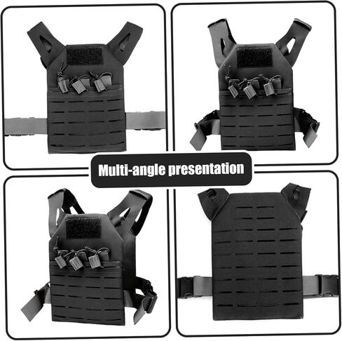 Kids Vest, Waterproof & Wear-Resistant Nylon Vest with Adjustable Belt One Size Airsoft Kids Costume with Hidden Pocket for Outdoor Hunting Training, Black, sports in Kuwait