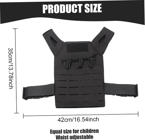 Kids Vest, Waterproof & Wear-Resistant Nylon Vest with Adjustable Belt One Size Airsoft Kids Costume with Hidden Pocket for Outdoor Hunting Training, Black, sports in Kuwait