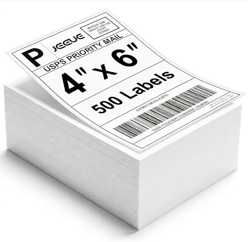 4x6 Thermal Labels, 500 Count Fanfold Shipping Label Printer Paper, Waterproof & Strong Adhesive Mailing Labels Compatible with Rollo/Zebra/Munbyn & More in Kuwait