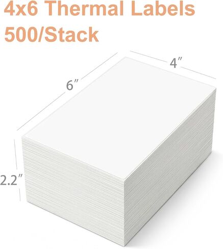 4x6 Thermal Labels, 500 Count Fanfold Shipping Label Printer Paper, Waterproof & Strong Adhesive Mailing Labels Compatible with Rollo/Zebra/Munbyn & More in Kuwait