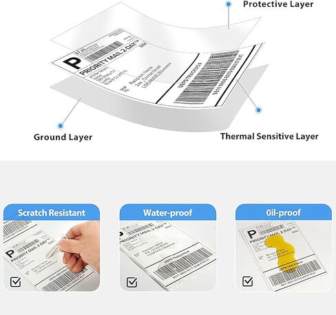 4x6 Thermal Labels, 500 Count Fanfold Shipping Label Printer Paper, Waterproof & Strong Adhesive Mailing Labels Compatible with Rollo/Zebra/Munbyn & More in Kuwait