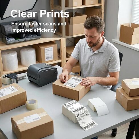 4x6 Thermal Labels, 500 Count Fanfold Shipping Label Printer Paper, Waterproof & Strong Adhesive Mailing Labels Compatible with Rollo/Zebra/Munbyn & More in Kuwait