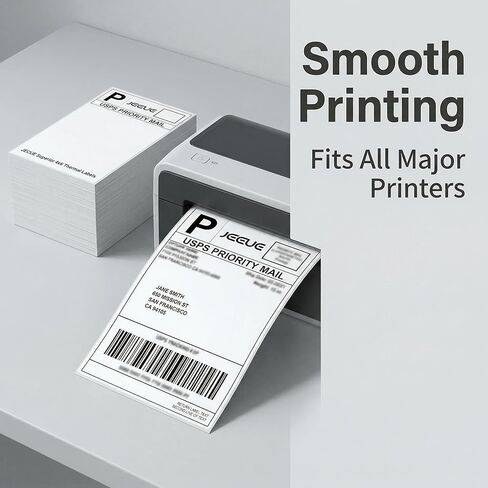 4x6 Thermal Labels, 500 Count Fanfold Shipping Label Printer Paper, Waterproof & Strong Adhesive Mailing Labels Compatible with Rollo/Zebra/Munbyn & More in Kuwait