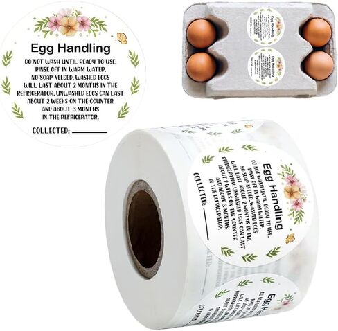 500 Pcs Egg Carton Stickers, Farm Fresh Eggs Labels,Self-Adhesive Unwashed Stickers Paper, Farm Market Eggs Handling Stickers Fit for Easter Decorations, White in Saudi Arabia