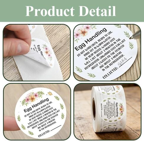500 Pcs Egg Carton Stickers, Farm Fresh Eggs Labels,Self-Adhesive Unwashed Stickers Paper, Farm Market Eggs Handling Stickers Fit for Easter Decorations, White in Saudi Arabia