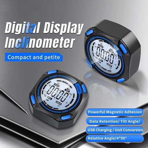 Yunseity Digital Inclinometer, 0.01 Resolution 0.1 Accuracy with Magnetic Base and Auto Rotating Screen, for Horizontal Vertical Slope Measurement in Machine Tools Woodworking (G1) in Saudi Arabia