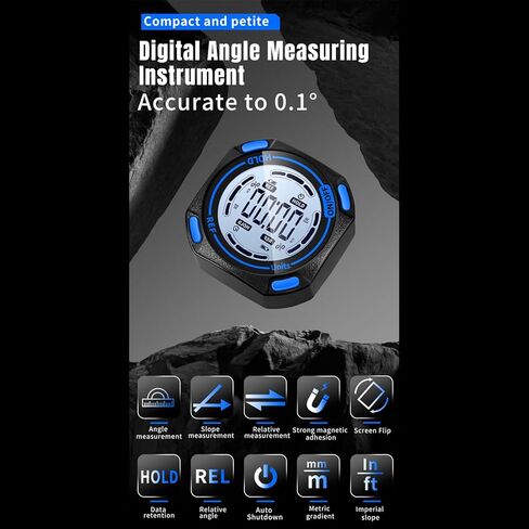 Yunseity Digital Inclinometer, 0.01 Resolution 0.1 Accuracy with Magnetic Base and Auto Rotating Screen, for Horizontal Vertical Slope Measurement in Machine Tools Woodworking (G1) in Saudi Arabia