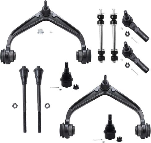 Detroit Axle - Front 10pc sting kit for 2011-2019 Chevy GMC Sierra Silverado 2500HD 3500HD ، 2 ARVER TROUBL ARMS w/all joints + 2 sway bar links + 4 inner & ueter tie rolds + 2 lower ball boints romosts in Kuwait