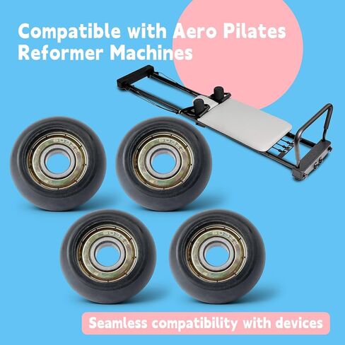 4Pcs Replacement Roller Wheels Compatible with Aero Pilates Reformer Machines Part Easy to Install, Smooth and Quiet Glide, Black in Saudi Arabia