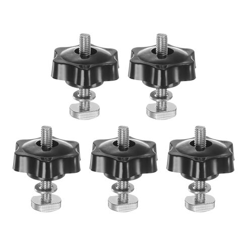 5Set T Track Bolts Knob Kit M6 x 40mm Threaded Bolts M6 x 38mm Hex Hand Nut Clamping Knob with Washer for Woodworking Jigs and Fixtures, Black in Saudi Arabia