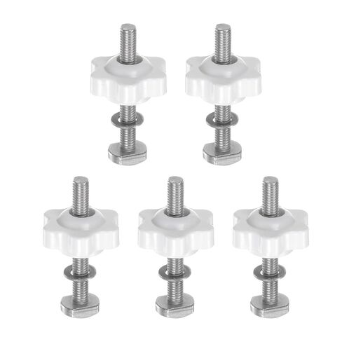 5Set T Track Bolts Knob Kit M5 x 40mm Threaded Bolts M5 x 25mm Hex Hand Nut Clamping Knob with Washer for Woodworking Jigs and Fixtures, White in Saudi Arabia