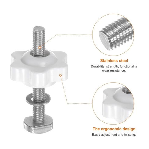5Set T Track Bolts Knob Kit M5 x 40mm Threaded Bolts M5 x 25mm Hex Hand Nut Clamping Knob with Washer for Woodworking Jigs and Fixtures, White in Saudi Arabia