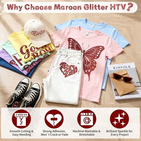 TECKWRAP Glitter HTV Heat Transfer Vinyl Roll - 10" x 5ft HTV Vinyl for Shirts, Iron on Vinyl for All Cutter Machine, Easy to Cut & Weed (Blue) in Kuwait