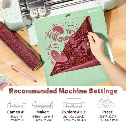 TECKWRAP Glitter HTV Heat Transfer Vinyl Roll - 10" x 5ft HTV Vinyl for Shirts, Iron on Vinyl for All Cutter Machine, Easy to Cut & Weed (Blue) in Kuwait